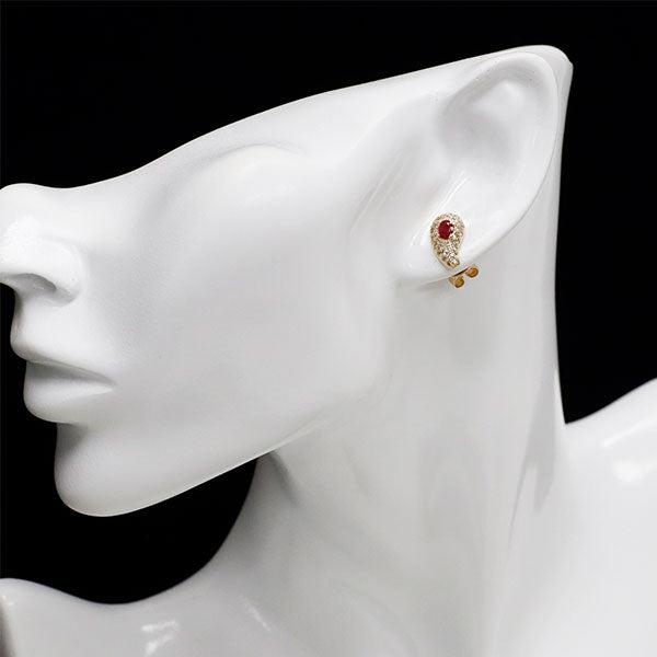 ミラショーン K18YG ルビー ダイヤモンド ピアス 0.36ct D0.60ct