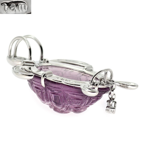 田村宗敬 K18WG アメジスト ダイヤモンド ペンダントトップ 24.95ct D0.05ct 亀