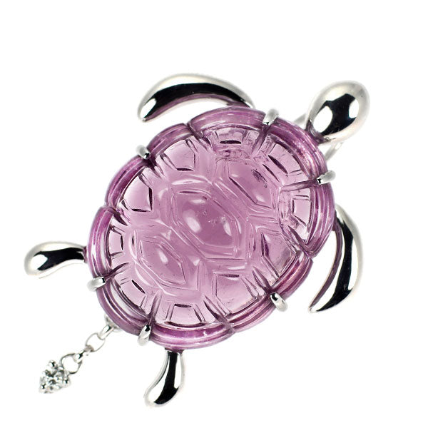田村宗敬 K18WG アメジスト ダイヤモンド ペンダントトップ 24.95ct D0.05ct 亀