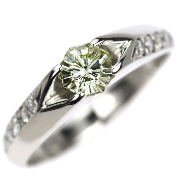 Pt900 オクタゴナルクローバーカット ダイヤモンド リング 0.506ct D0.18ct