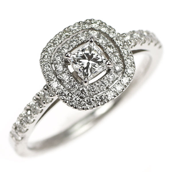 Pt900 プリンセスカット ダイヤモンド リング 0.334ct E SI1 D0.37ct