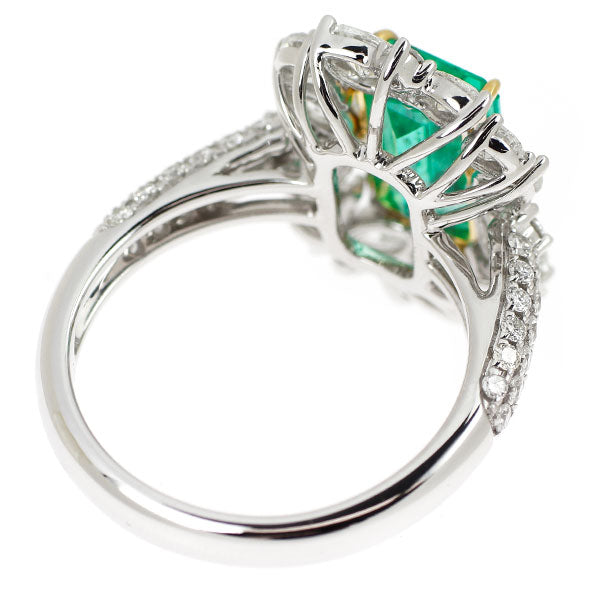 K18WG/YG エメラルド ダイヤモンド リング 1.87ct D1.80ct