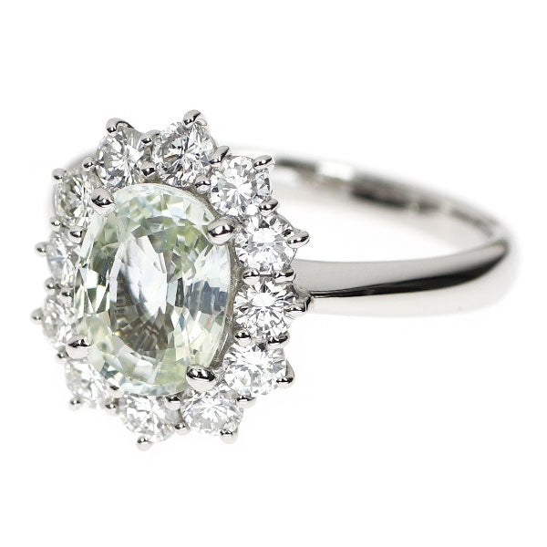 Pt900 ファンシーカラーサファイア ダイヤモンド リング 2.54ct D1.03ct