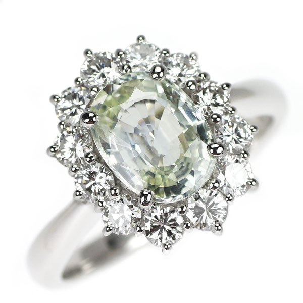 Pt900 ファンシーカラーサファイア ダイヤモンド リング 2.54ct D1.03ct