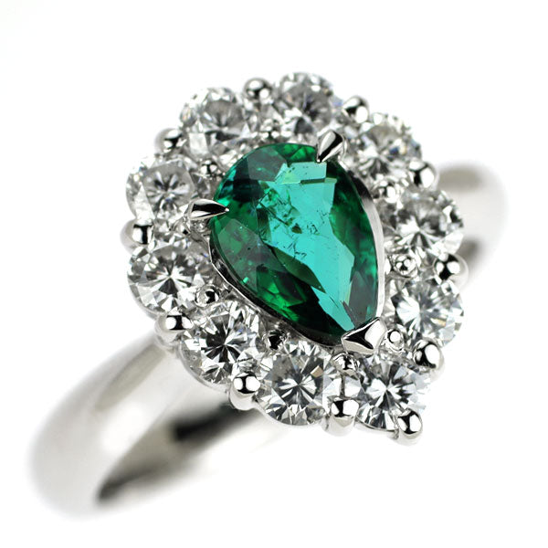 Pt900 グリーントルマリン ダイヤモンド リング 0.79ct D1.106ct