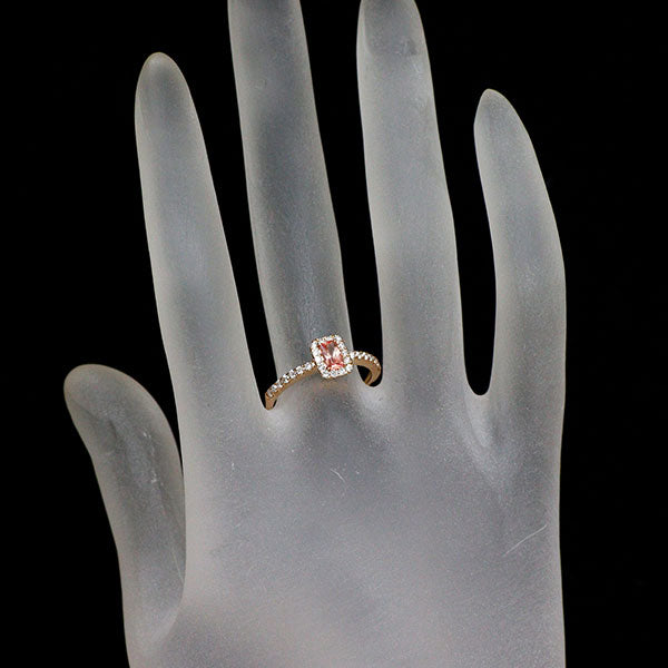 K18PG ロードクロサイト ダイヤモンド リング 0.27ct D0.25ct