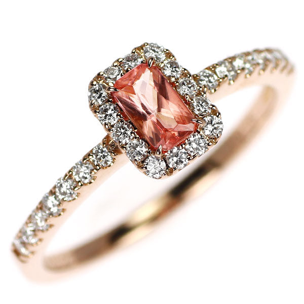 K18PG ロードクロサイト ダイヤモンド リング 0.27ct D0.25ct