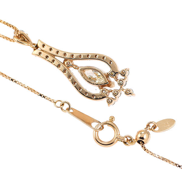 K18PG マーキスカット ダイヤモンド ペンダントネックレス 0.300ct D0.29ct