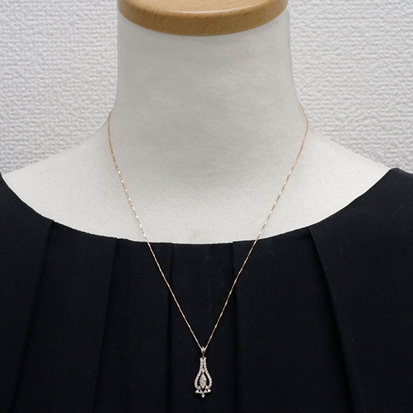 K18PG マーキスカット ダイヤモンド ペンダントネックレス 0.300ct D0.29ct
