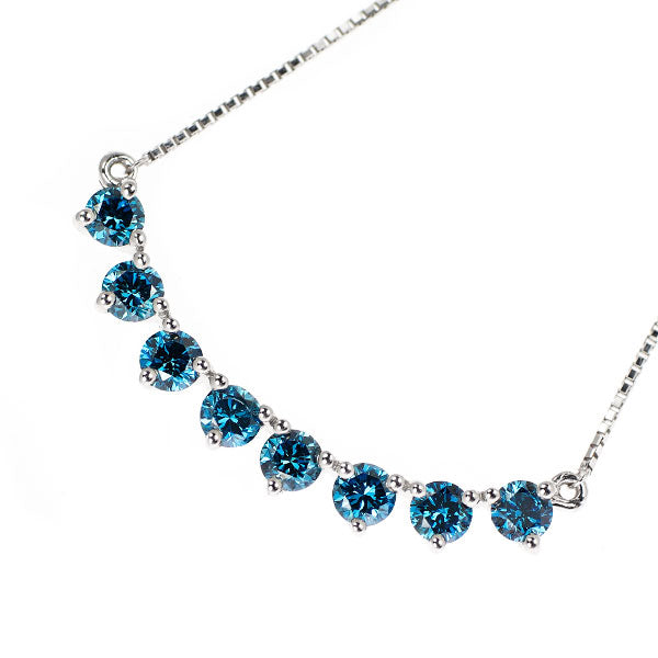 K18WG トリートブルー ダイヤモンド ペンダントネックレス 0.80ct