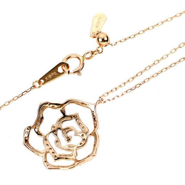 K18PG ダイヤモンド ペンダントネックレス 0.15ct フラワー