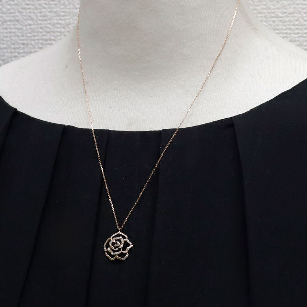 K18PG ダイヤモンド ペンダントネックレス 0.15ct フラワー