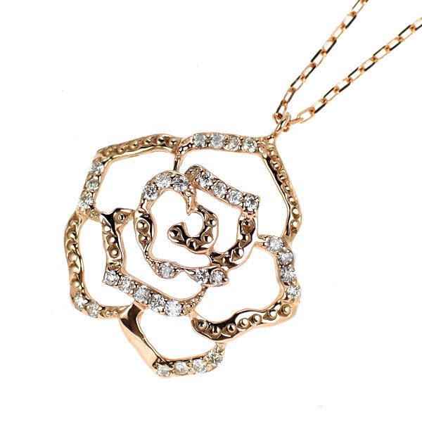 K18PG ダイヤモンド ペンダントネックレス 0.15ct フラワー