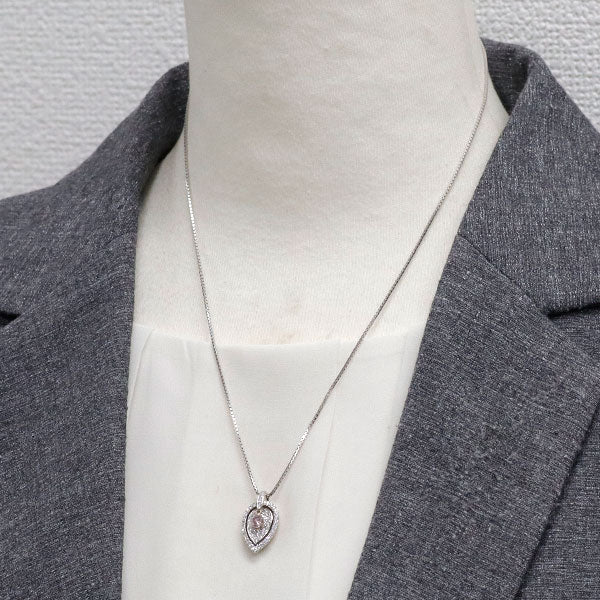 希少 K18PG/Pt900/Pt850 天然ピンク/カラーレス ダイヤモンド ペンダントネックレス 0.257ct FP I1 D0.52ct パヴェ