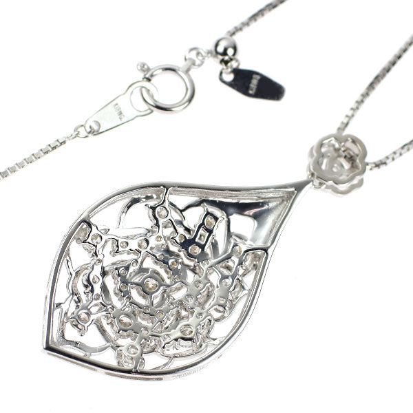 K18WG ダイヤモンド ペンダントネックレス 1.03ct フラワー