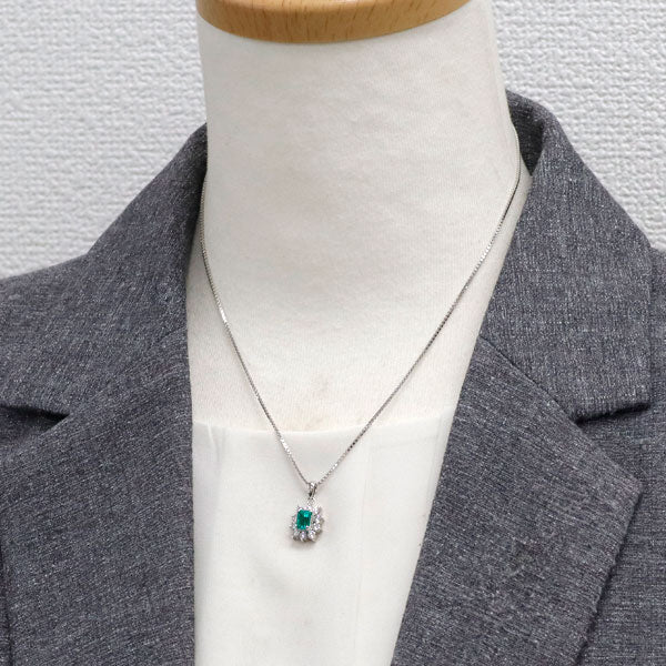 Pt エメラルド ダイヤモンド ペンダントネックレス 0.62ct D0.59ct