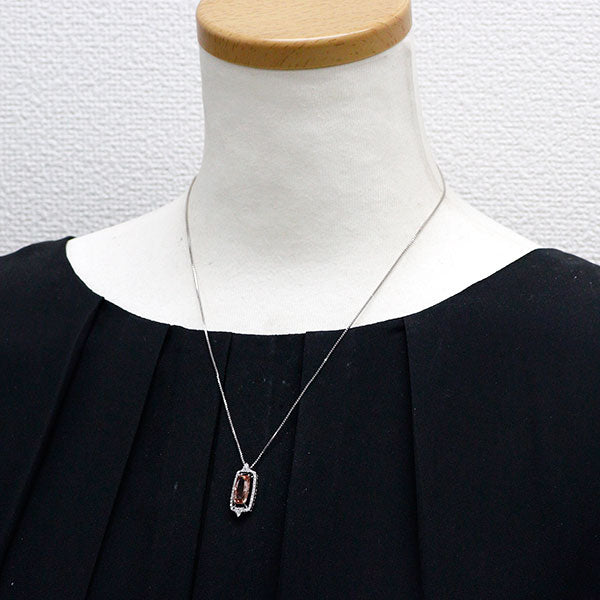 K18WG インペリアル トパーズ ダイヤモンド ペンダントネックレス 2.350ct D0.26ct