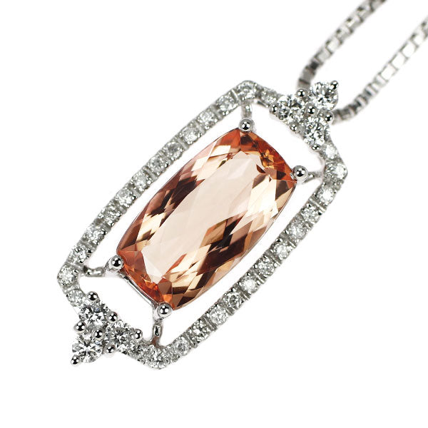 K18WG インペリアル トパーズ ダイヤモンド ペンダントネックレス 2.350ct D0.26ct