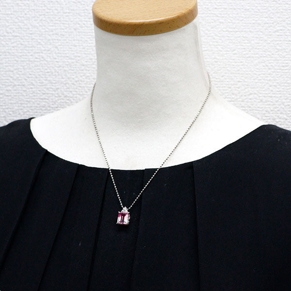 Pt900/ Pt850 バイカラー トルマリン ダイヤモンド ペンダントネックレス 2.70ct D0.17ct