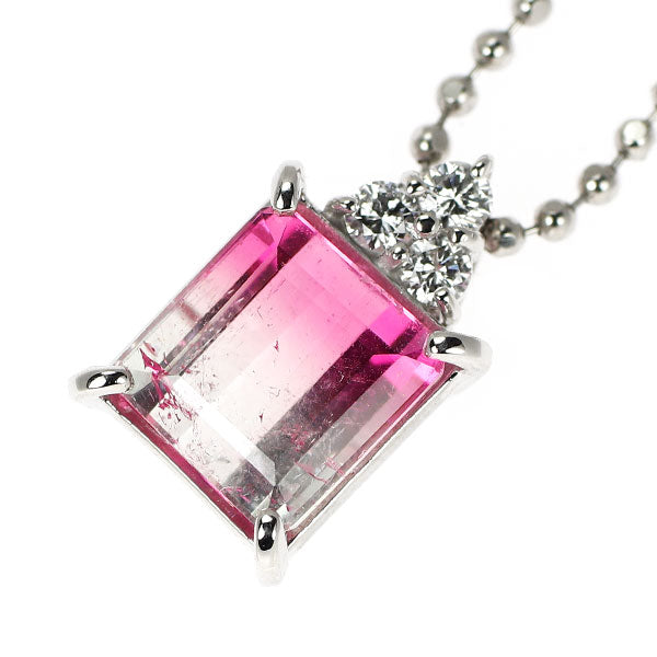 Pt900/ Pt850 バイカラー トルマリン ダイヤモンド ペンダントネックレス 2.70ct D0.17ct