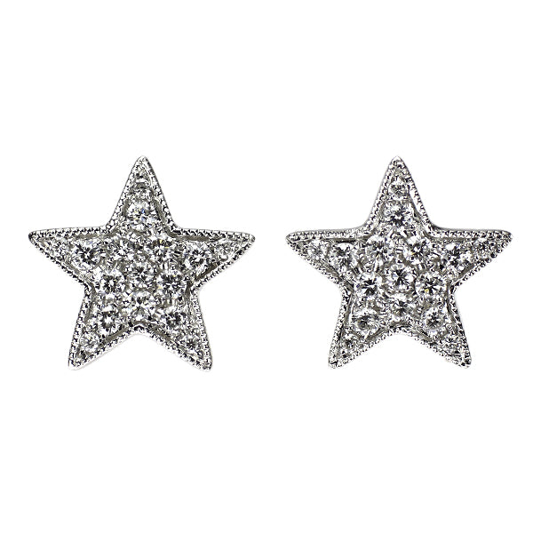 K18WG ダイヤモンド ピアス 0.39ct スター