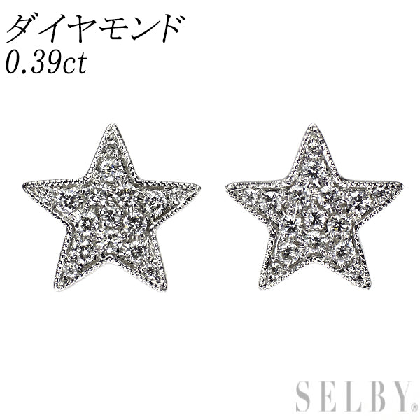 K18WG ダイヤモンド ピアス 0.39ct スター