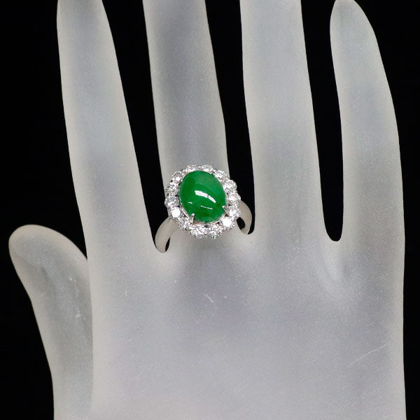 Pt900 翡翠 ダイヤモンド リング 3.61ct D1.42ct