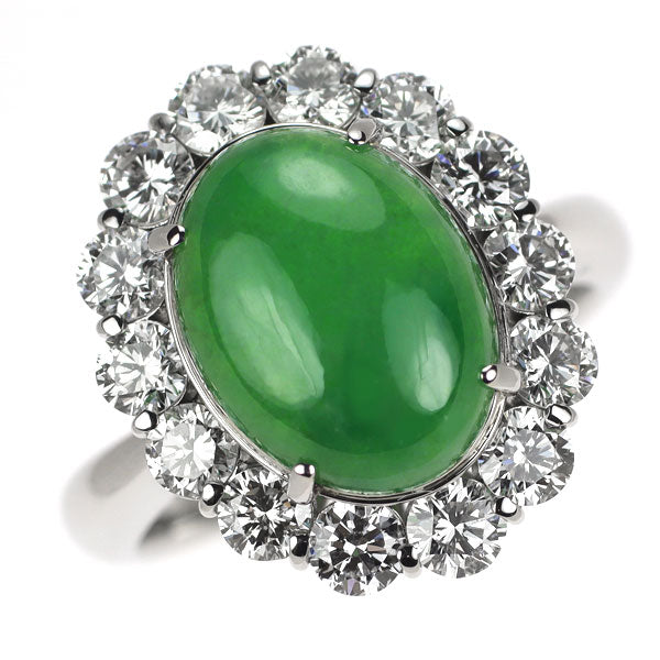 Pt900 翡翠 ダイヤモンド リング 3.61ct D1.42ct