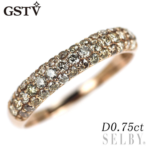 GSTV K18PG ダイヤモンド リング 0.75ct パヴェ