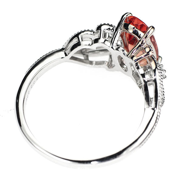 新品 Pt950 シェリーレッドカラー インペリアルトパーズ ダイヤモンド リング 1.629ct D0.02ct 【エスコレ】
