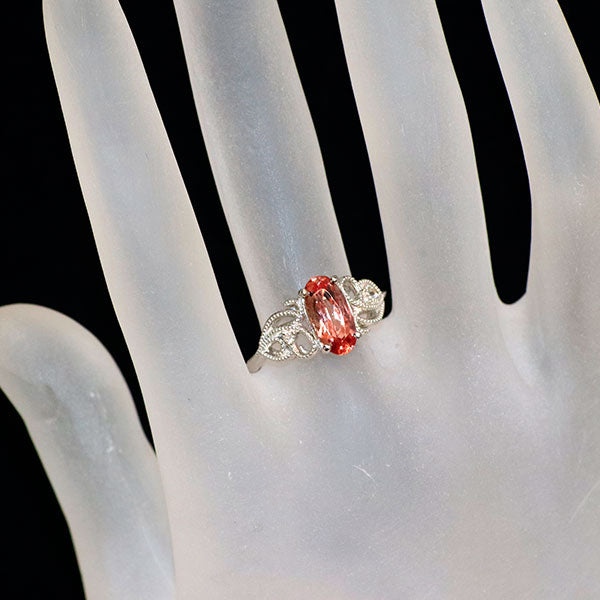 新品 Pt950 シェリーレッドカラー インペリアルトパーズ ダイヤモンド リング 1.629ct D0.02ct 【エスコレ】