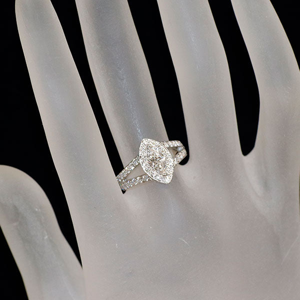ブシュロン Pt950 マーキス ダイヤモンド リング 0.52ct E VVS2 EX/VG エターナルグレース 49号 《セルビー銀座店》【中古】