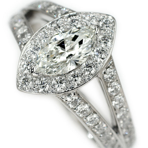 ブシュロン Pt950 マーキス ダイヤモンド リング 0.52ct E VVS2 EX/VG エターナルグレース 49号 《セルビー銀座店》【中古】