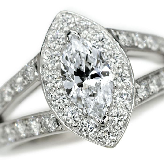 ブシュロン Pt950 マーキス ダイヤモンド リング 0.52ct E VVS2 EX/VG エターナルグレース 49号 《セルビー銀座店》【中古】