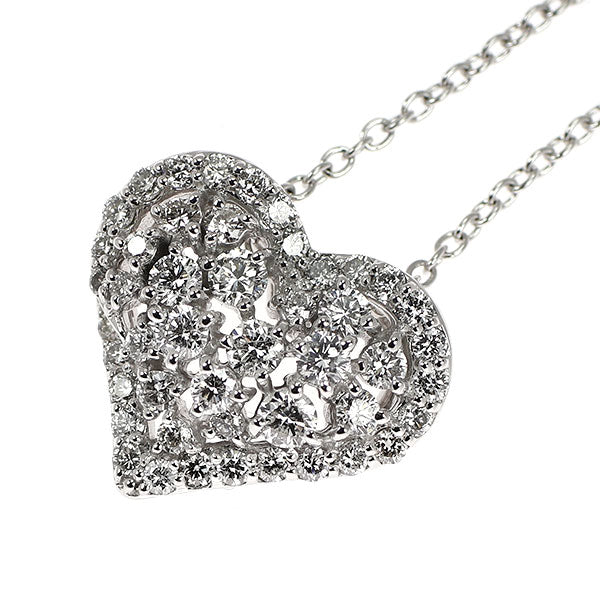 ポンテヴェキオ K18WG ダイヤモンド ペンダントネックレス 0.99ct ハート