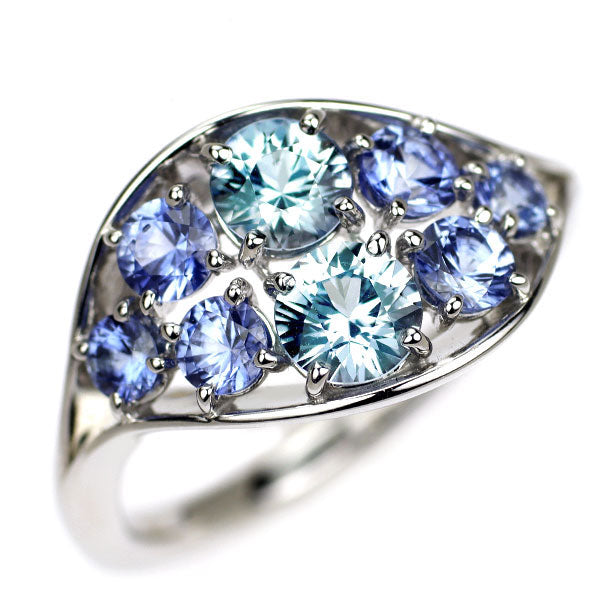 田崎真珠 K18WG ラウンドブリリアントカット サファイア リング 1.60ct