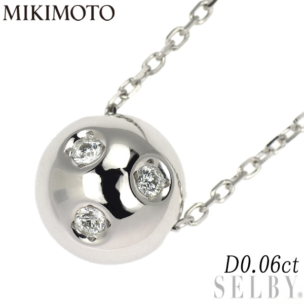 ミキモト K18WG ダイヤモンド ペンダントネックレス 0.06ct