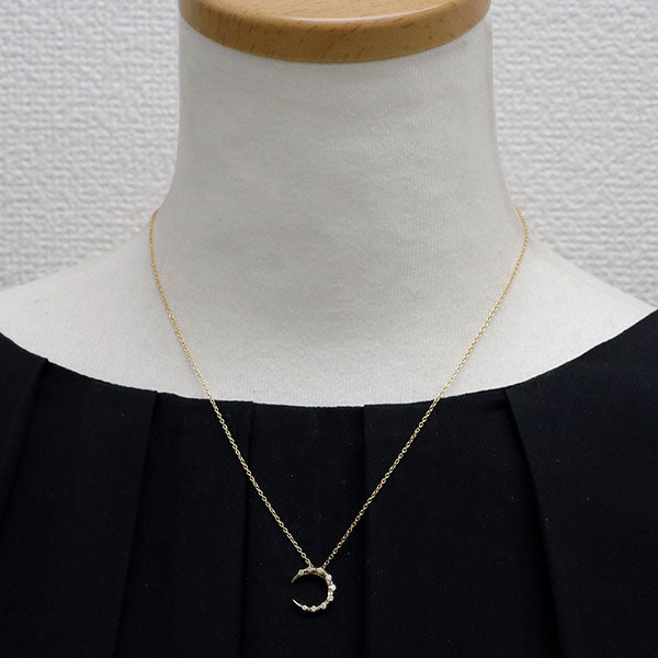 アーカー/ahkah K18YG ダイヤモンド ペンダントネックレス 0.13ct エターナルムーン