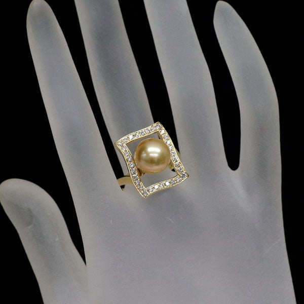 ミキモト K18YG ゴールデンパール ダイヤモンド リング 径約10.3mm D0.41ct
