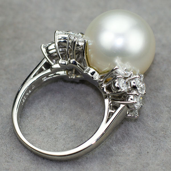 ミキモト Pt950 白蝶真珠 ダイヤモンド リング 径約14.0mm D1.87ct 《セルビー銀座店》【中古】