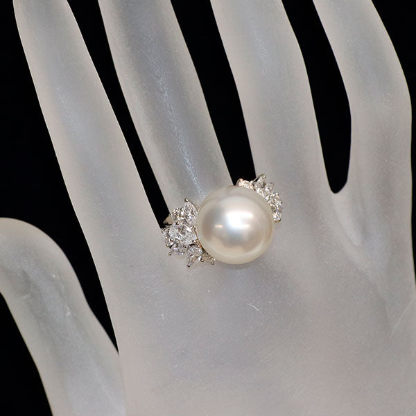 ミキモト Pt950 白蝶真珠 ダイヤモンド リング 径約14.0mm D1.87ct 《セルビー銀座店》【中古】