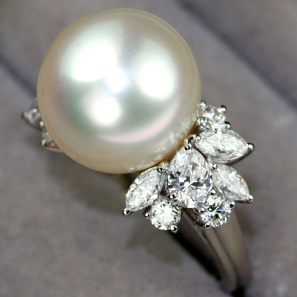 ミキモト Pt950 白蝶真珠 ダイヤモンド リング 径約14.0mm D1.87ct 《セルビー銀座店》【中古】