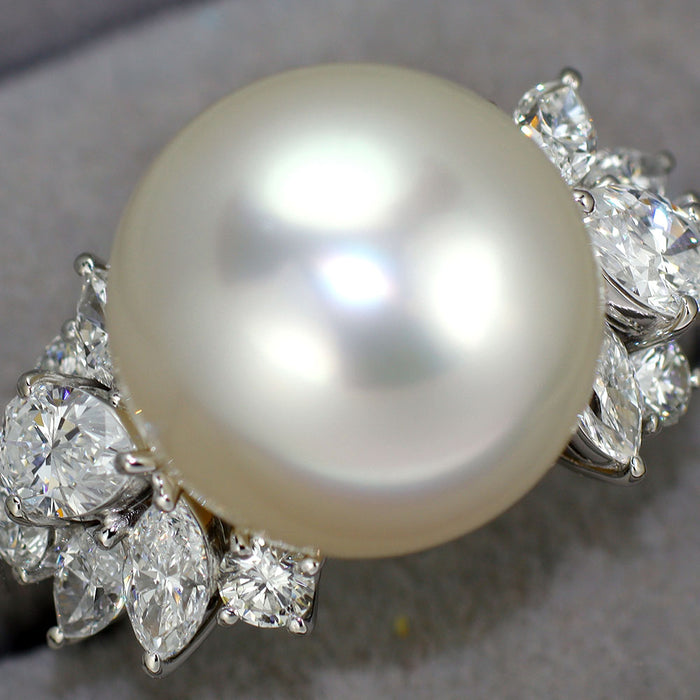 ミキモト Pt950 白蝶真珠 ダイヤモンド リング 径約14.0mm D1.87ct 《セルビー銀座店》【中古】