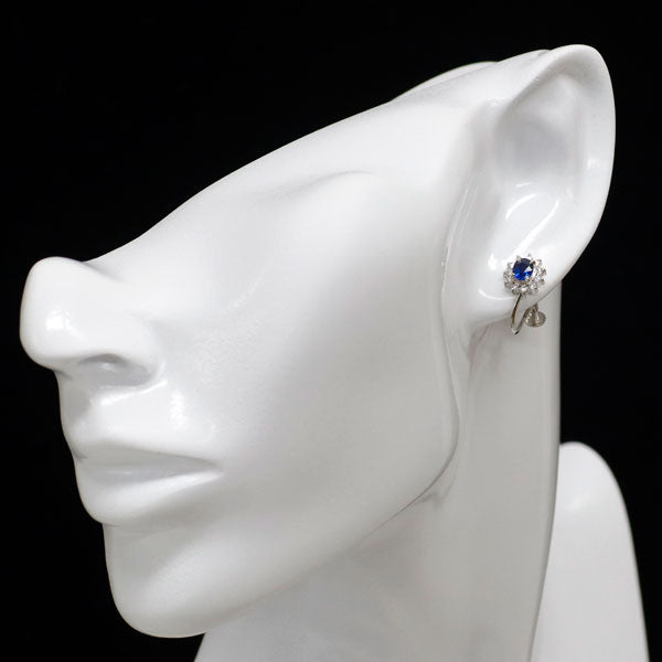 Pt900 サファイア ダイヤモンド イヤリング 0.86ct D0.31ct