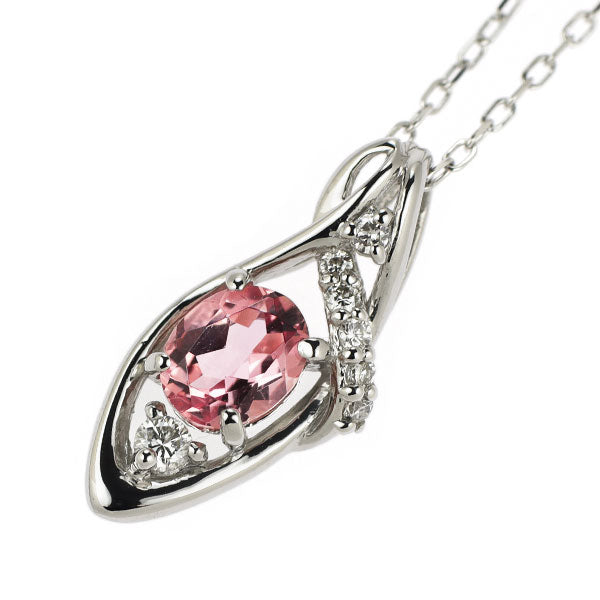 希少 Pt900/ Pt850 インペリアル トパーズ ダイヤモンド ペンダントネックレス 0.43ct 0.07ct