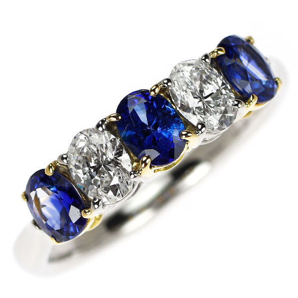 Pt900/ K18YG サファイア ダイヤモンド リング 1.22ct D0.65ct
