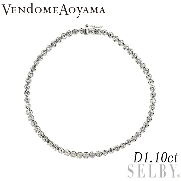 ヴァンドーム青山 Pt950/ K18WG ダイヤモンド テニス ブレスレット 1.10ct