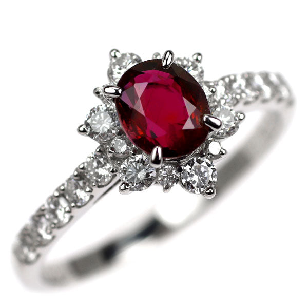 Pt900 ルビー ダイヤモンド リング 0.919ct D0.50ct