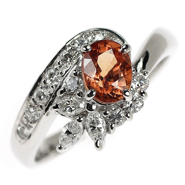 Pt850 ファンシーカラーサファイア ダイヤモンド リング 1.081ct D0.40ct