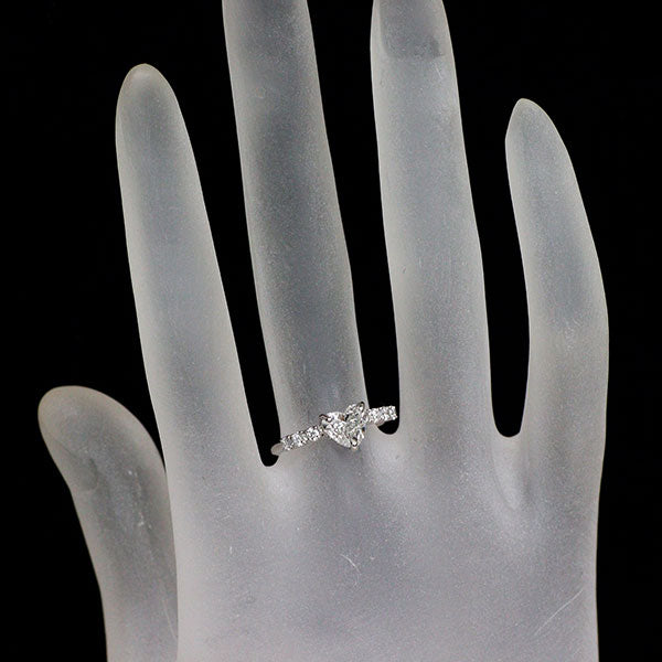 Pt900 ハートシェイプ ダイヤモンド リング 1.011ct G SI2 D0.19ct